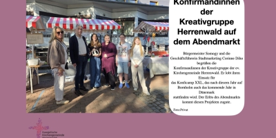 Konfirmandinnen der  Kreativgruppe Herrenwald auf  dem Abendmarkt